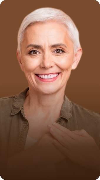 Smiling middle-aged woman with short hair.