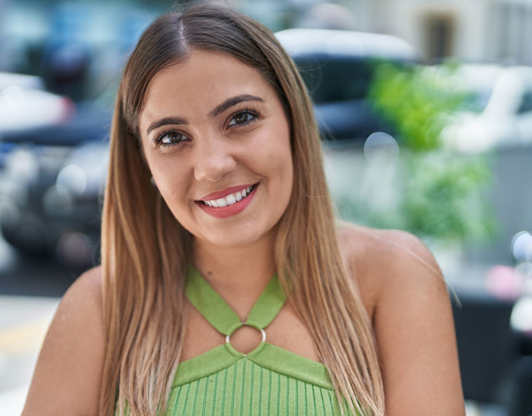 Young beautiful woman sitting in a café in Stafford, VA